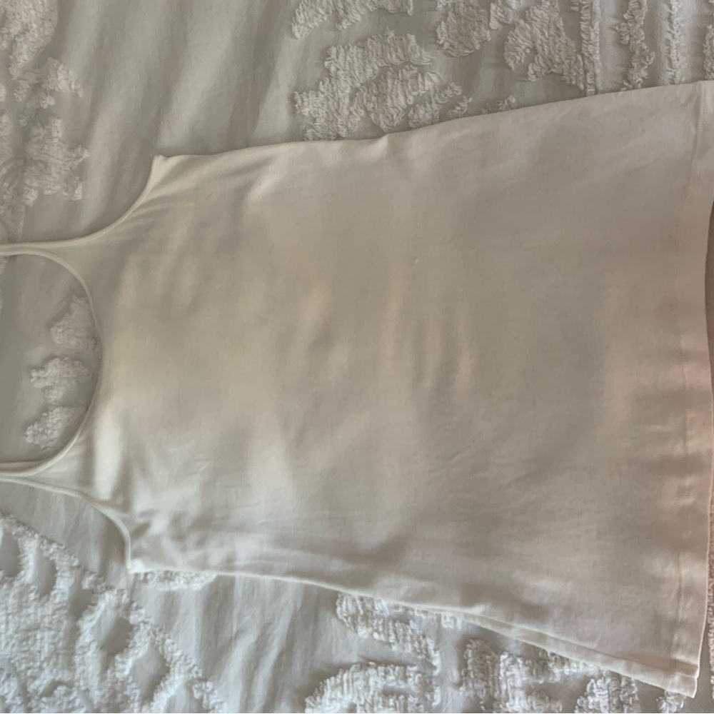 Bundle: J Crew White Cotton Tank w/💯%Silk Ruffle & PTA Red/Brown Cotton Tank L - Picture 13 of 16